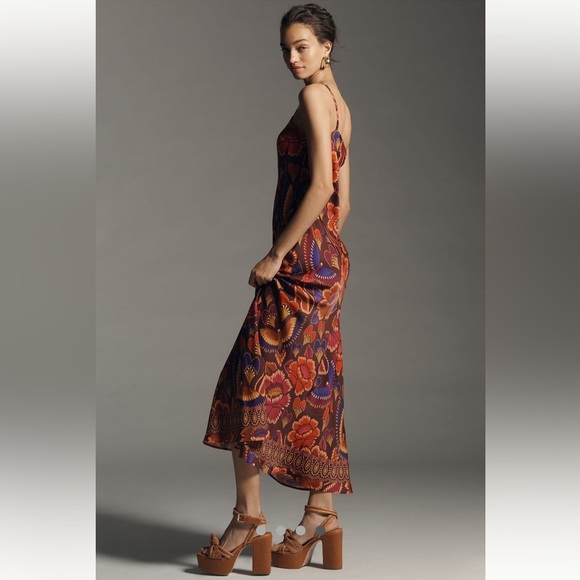 Farm Rio x Anthropologie NWT Sleeveless Cowl-Neck Slip MIDI dress size S. - Picture 5 of 7